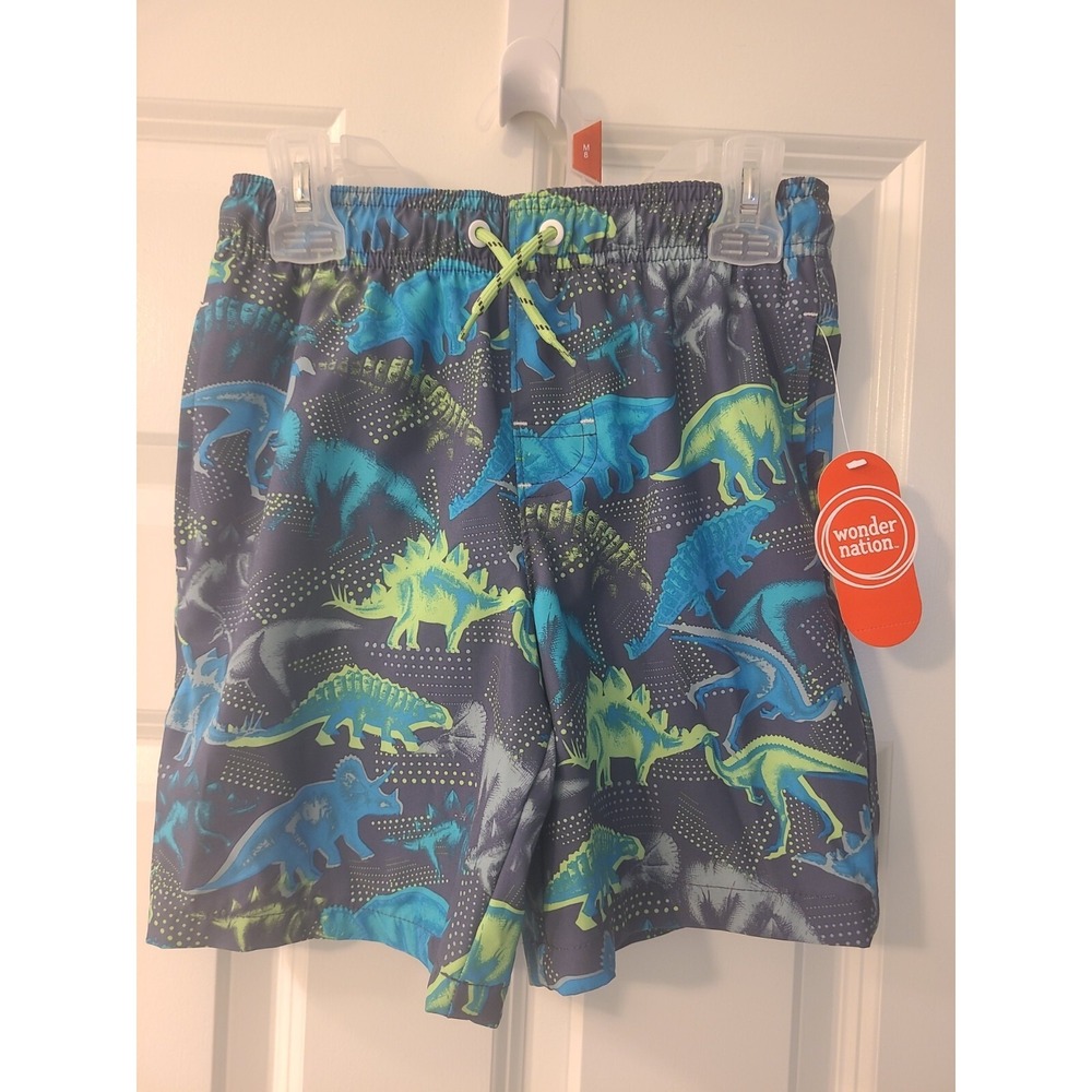 New Wonder Nation Boys Quick Dry Dino Swim Trunks‎ Meshliner size M (8)